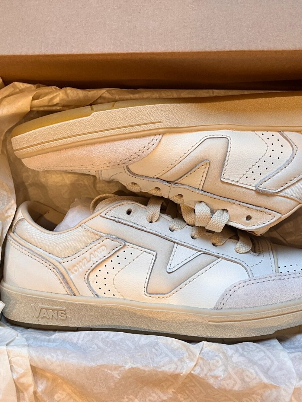 Vans lowland sneakers. Cream/ white. Size W8. New in box